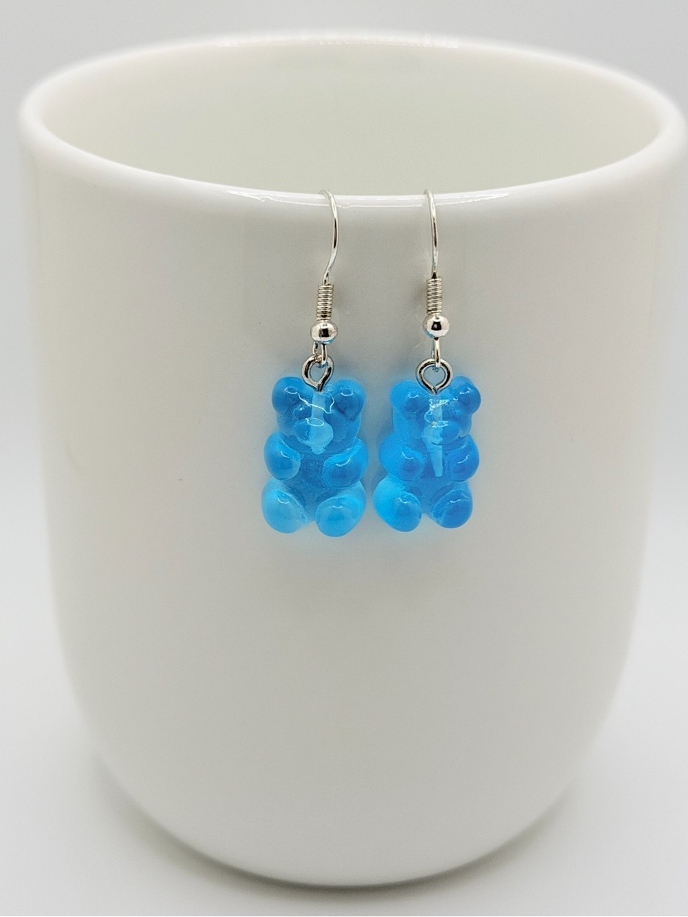 Bright Blue Gummy Bear Drop Earrings